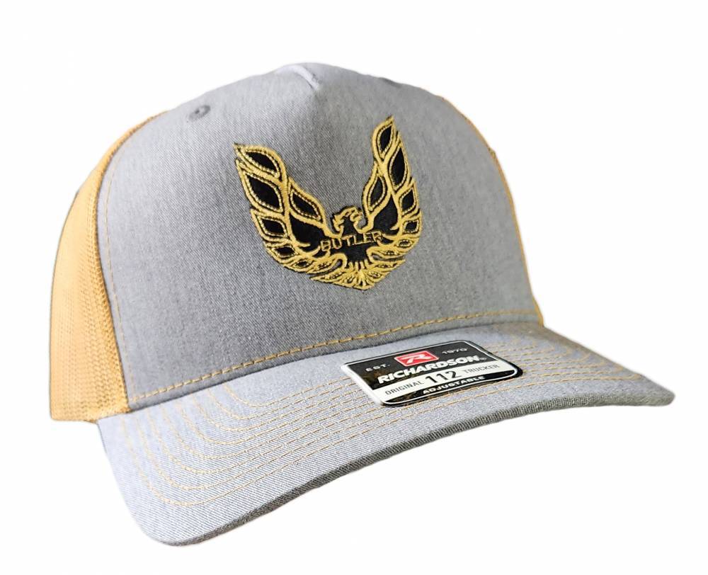 Butler Trans Am Hat, 5 Panel, Grey/Gold, Adjustable, 112FP