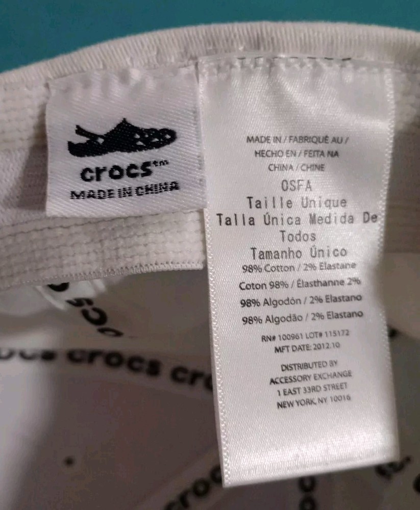 Crocs Dad Hat White One Size Cap Embroidery Logo Featuring Green