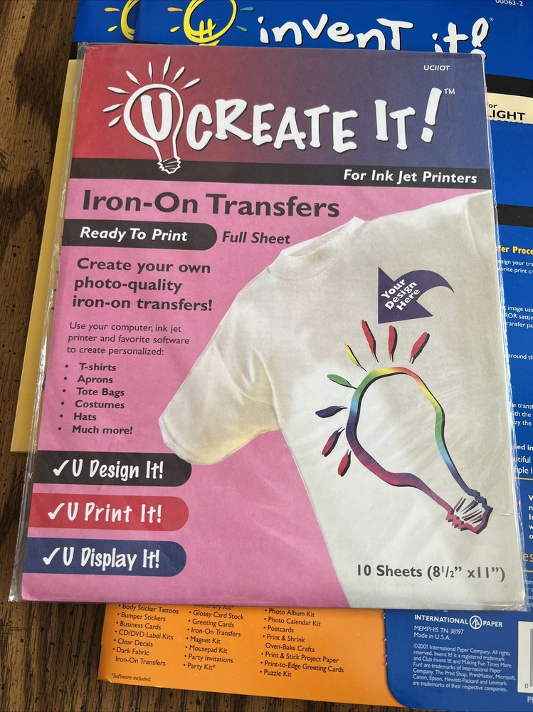 Invent It & U Create It Iron-On Transfers for Light Fabrics 40 Sheets Unused