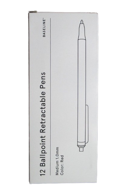 12 - Baseline Staples Retractable Medium Point (1.0mm) Red Pen BL58252