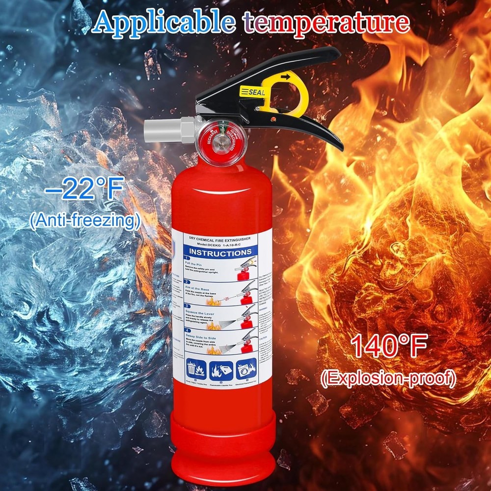 Compact 2.5 lb ABC Fire Extinguisher - Quick-Release Handle