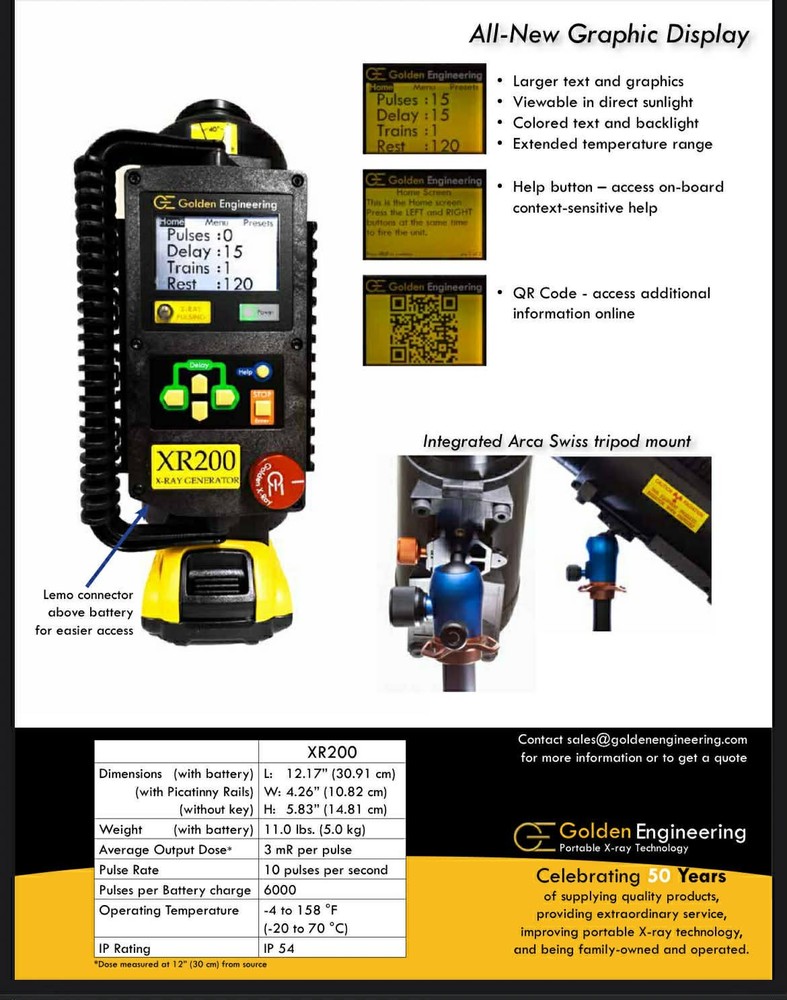 Golden Engineering XR-200 Portable Xray Generator Technology
