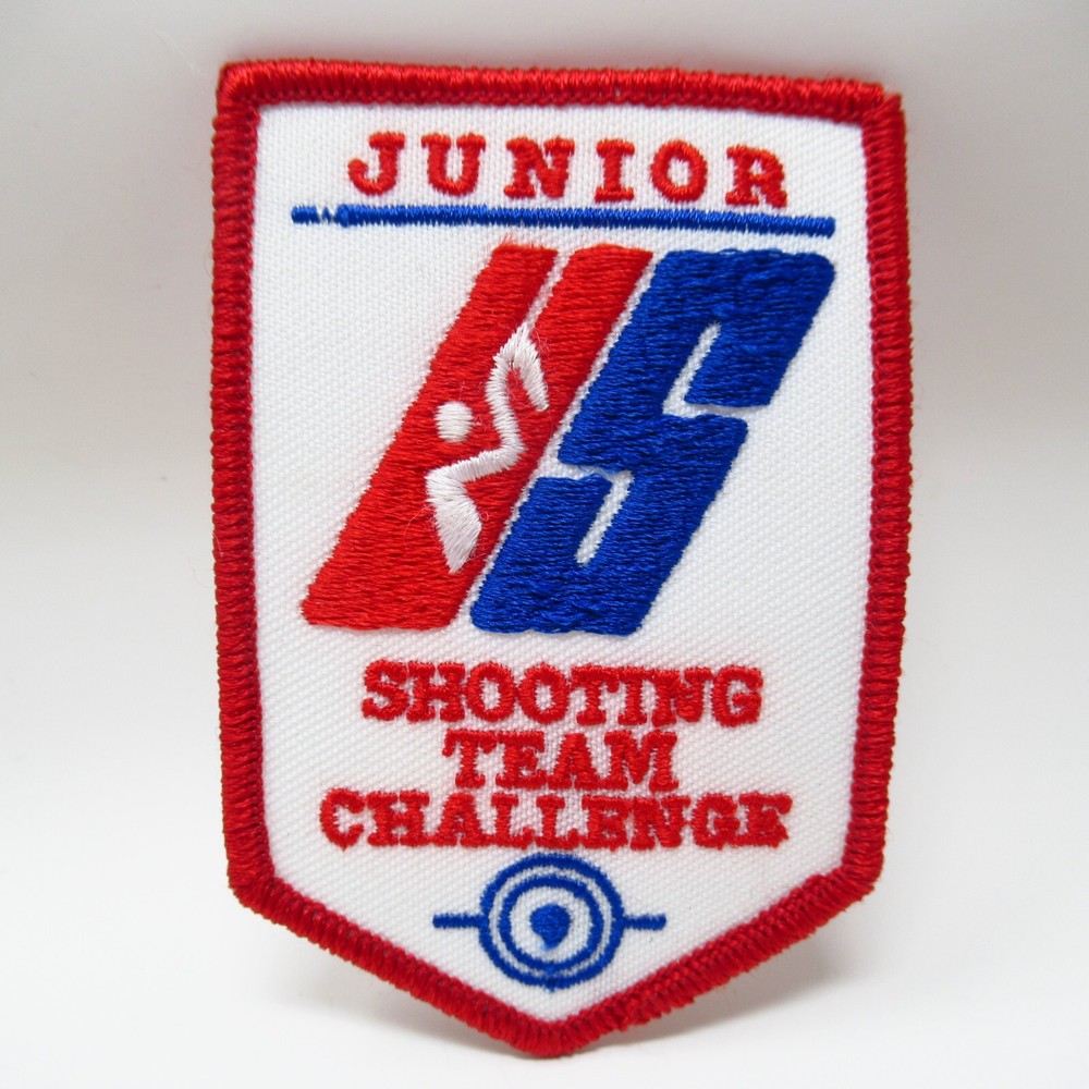 Junior US Shooting Team Patch Challenge Logo Red White Blue Iron On