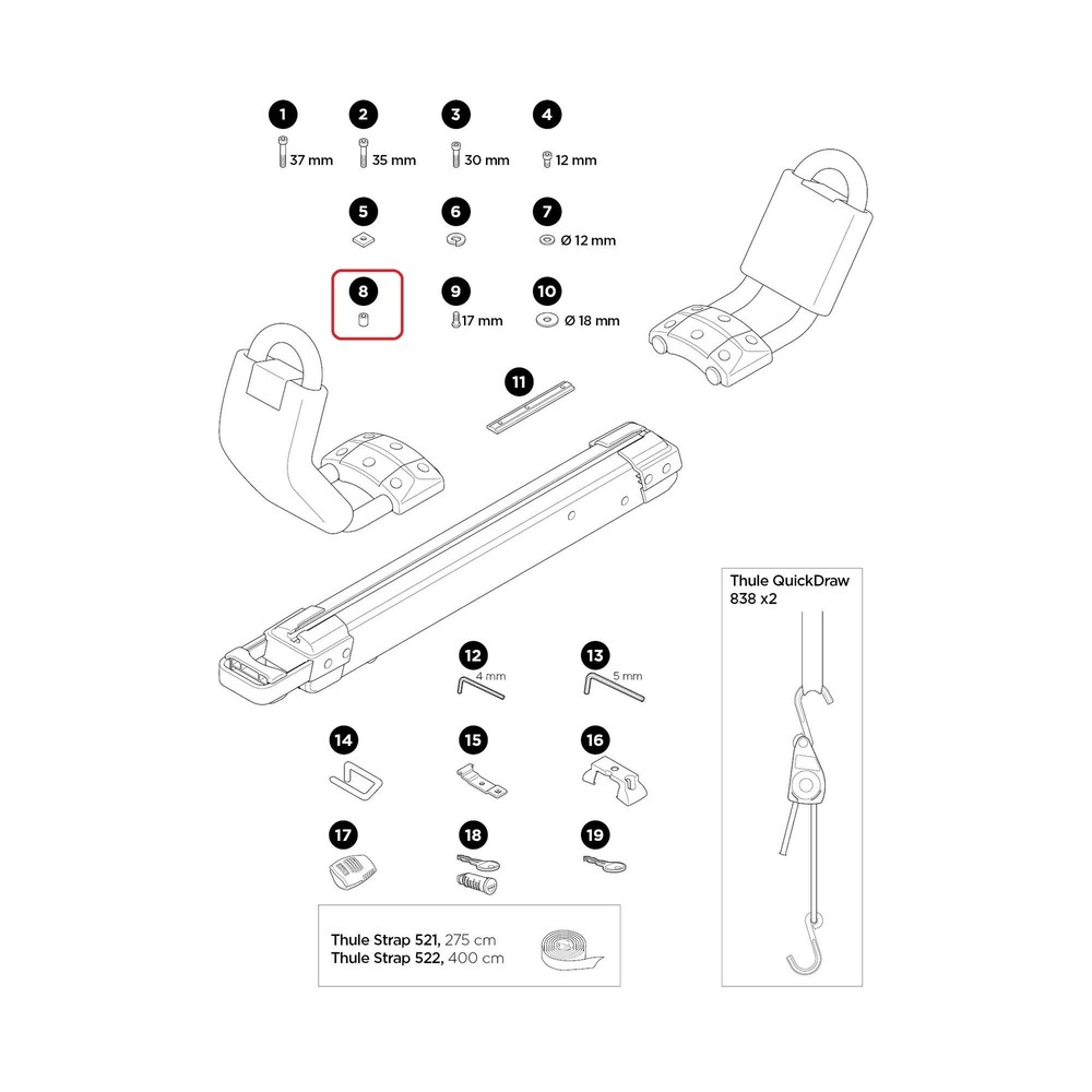 Thule Round Nut 898 for Hullavator Pro 52639