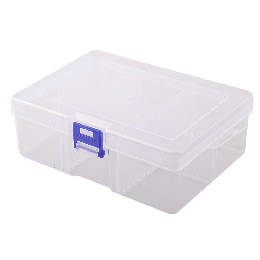 Secure Lockable Plastic Organizer Case with 6 Grids for Small Accessories