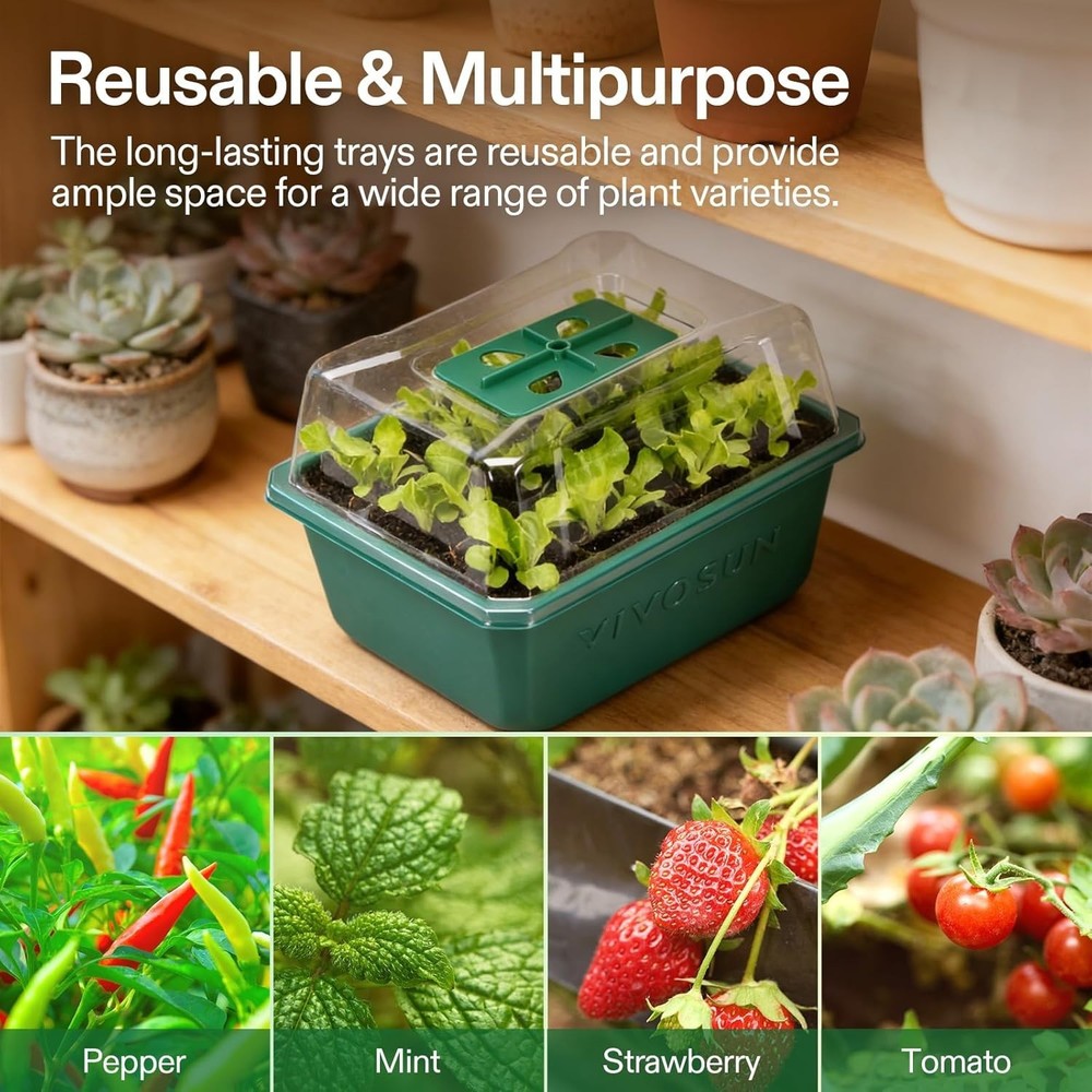 6-Pack Seed Starter Trays, 72-Cell Seed Starter Kit with Humidity Dome, Flat ...