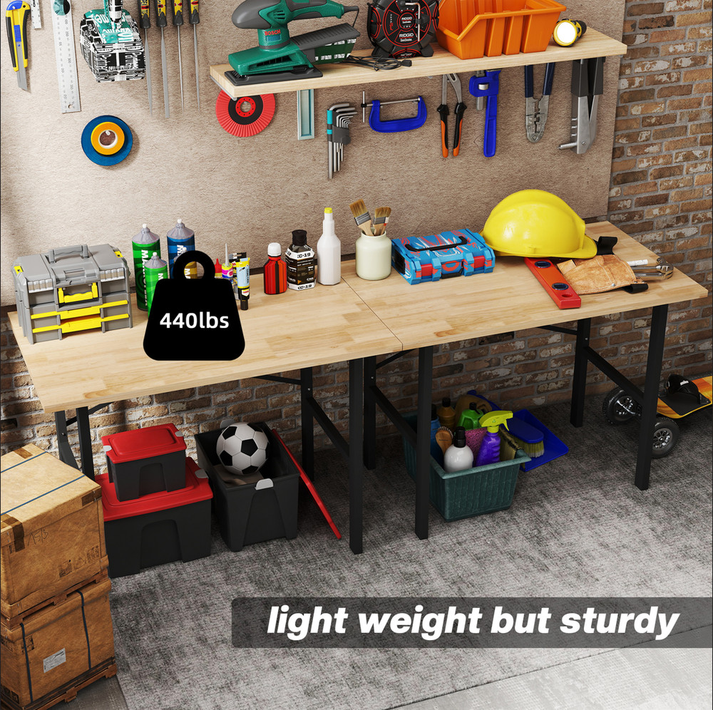 Heavy Duty Workbench with Pegboard Drawer Multi-Purpose Tool Storage Work Table