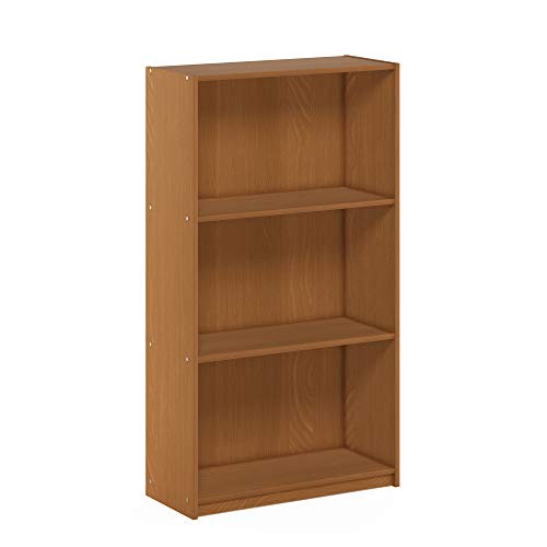 BASIC Book Shelf Modern Bookshelf, Bookcase with Open 3-Tier Light Cherry