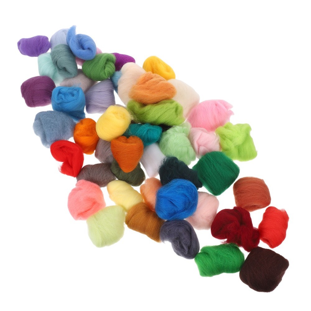 50 Pcs Needle Felt Wool Strips Felting Roving for Weaving Projects