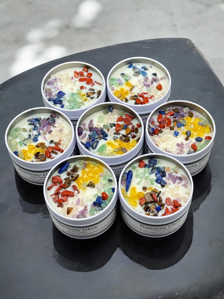 Harmony Glow 7 Crystals Chakra Candle