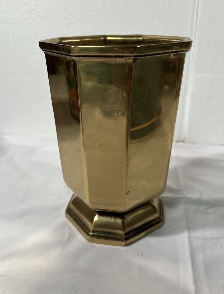 Lovely Solid Brass Planter/Vase Reed & Barton Gift Sources Made in Italy 6-1/2"