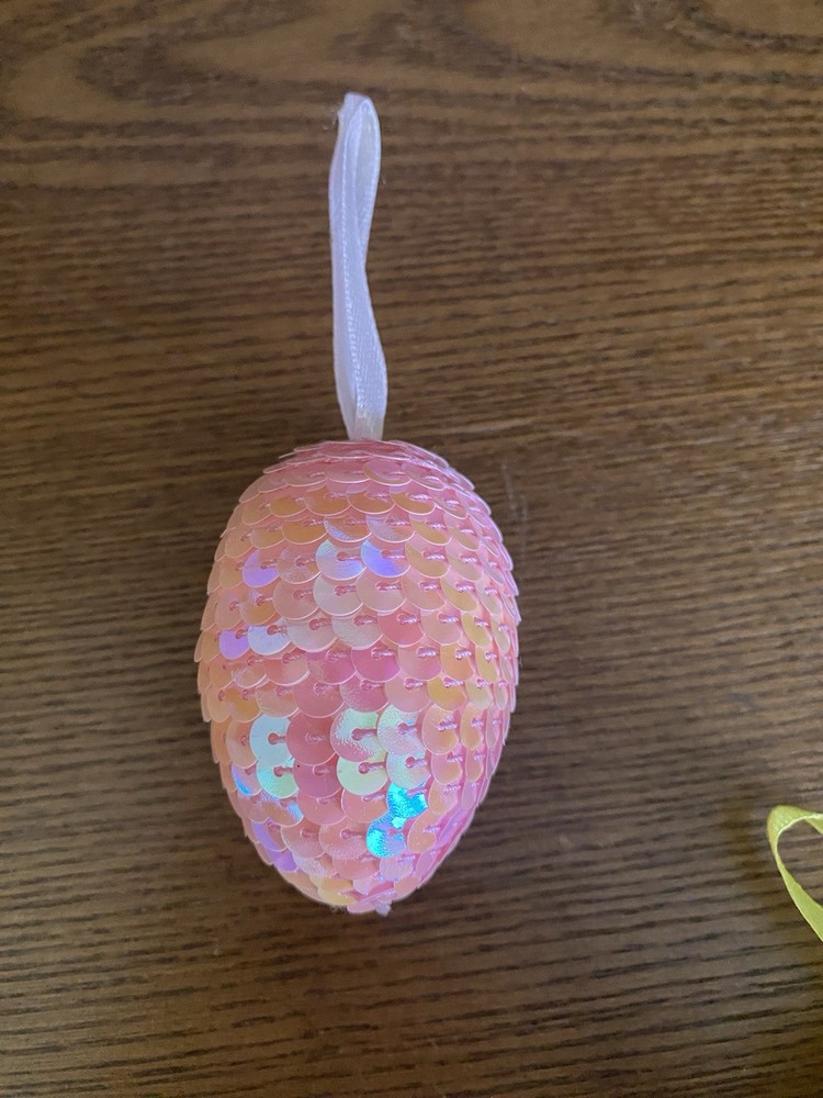 12 BRIGHT SEQUIN EASTER ORNAMENTS 2-1/2"