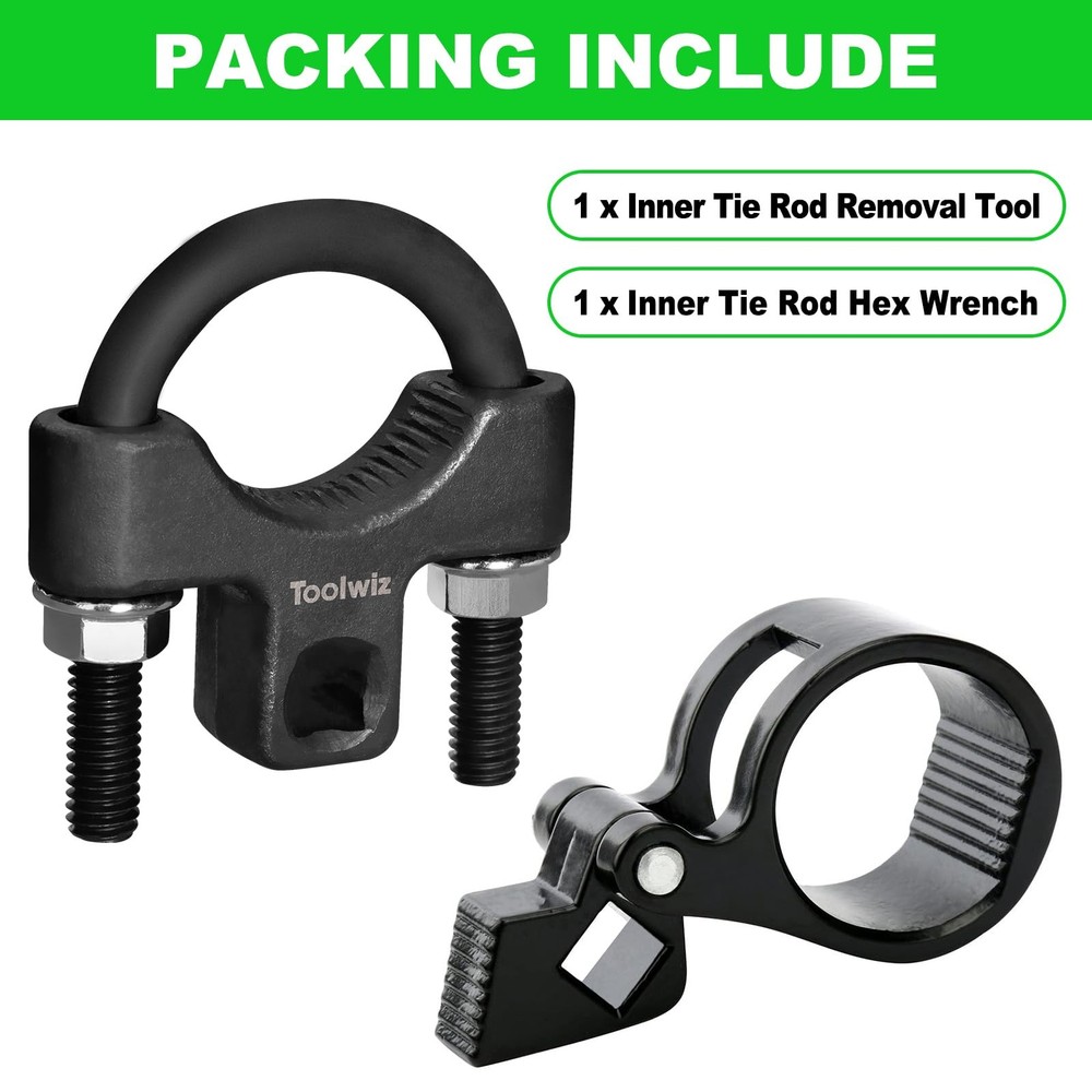 Toolwiz Inner Tie Rod Removal Tool Kit, 3/8'' Universal Low Profile Black
