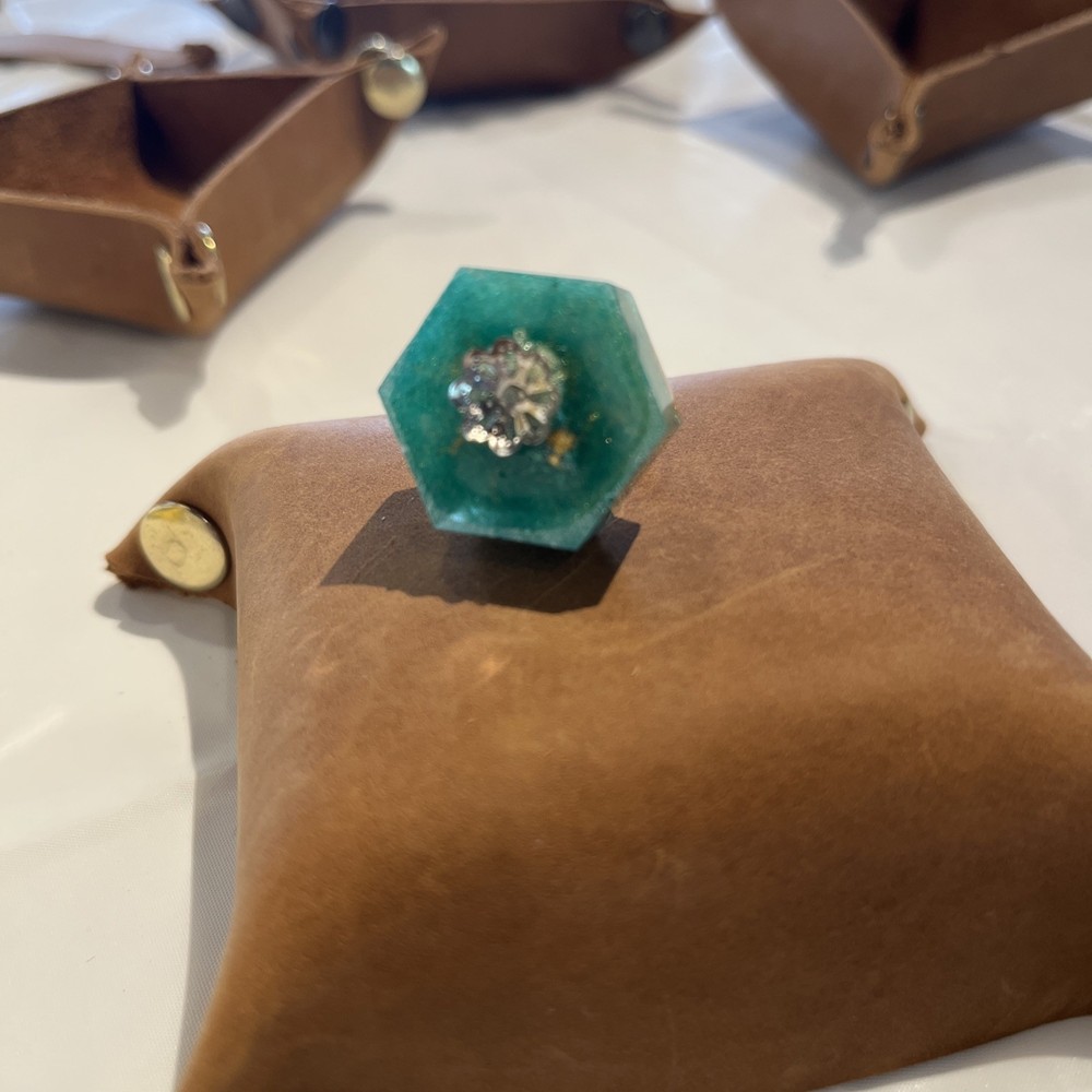 Hexagon Ocean Epoxy Resin Rings