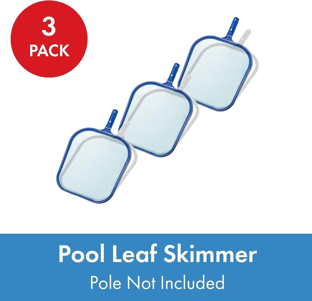 Pool Skimmer Nets 3 Pack Lightweight Plastic Frame Easy-Glide Blue