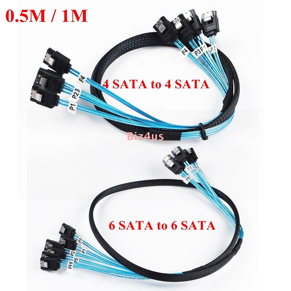4/6 SATA to 4/6 sata Data Cable Cord for Server Computer Host SSD SATA 0.5m/1M