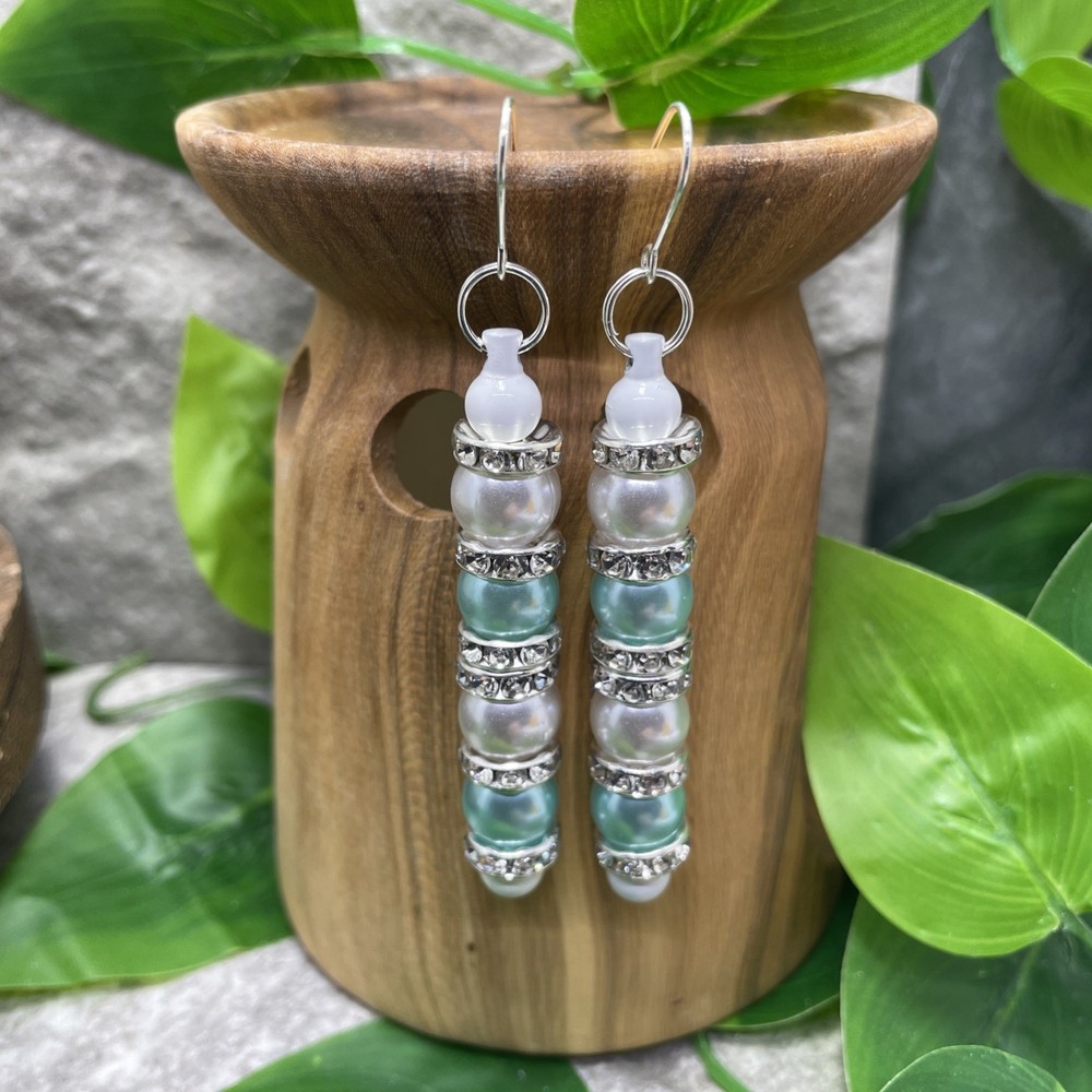3” Silver-tone Acrylic Beaded Boho Drop Dangle Earring Set New Free Ship C143