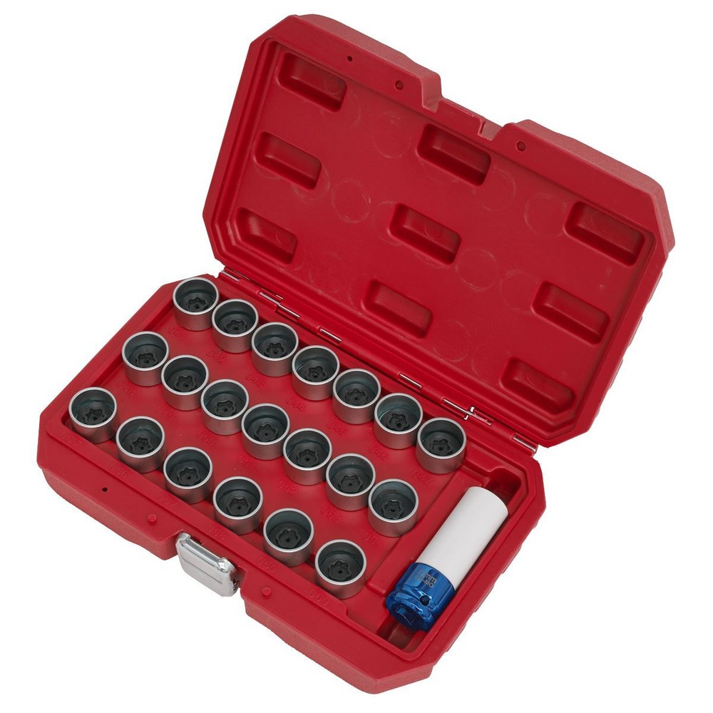 Sealey 21pc Locking Wheel Nut Key Set BMW Garage Storage Case
