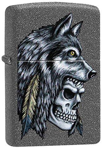 Zippo Lighter- Personalized Engrave Wolf WolvesZippo Lighter Black Crackle 29863