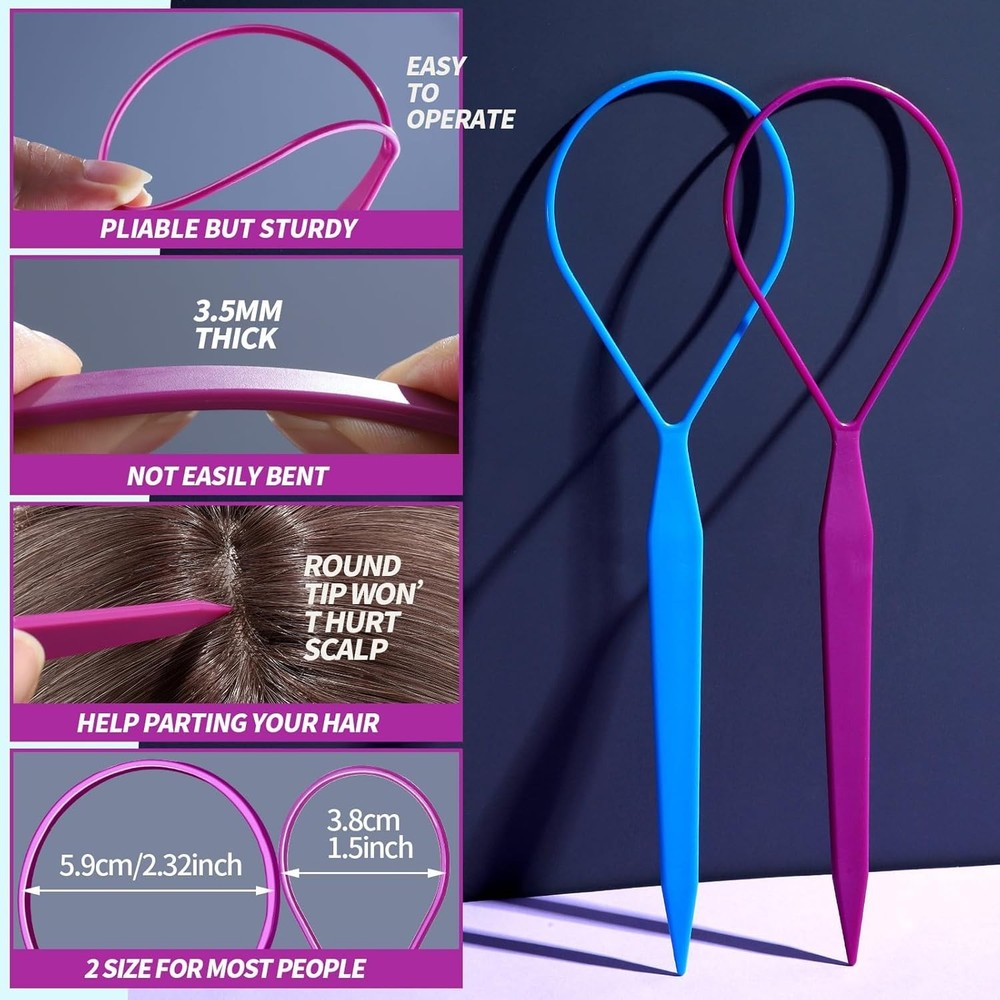Ponytail Pull Through Tool for All Hair Types Lightweight and Easy to Use