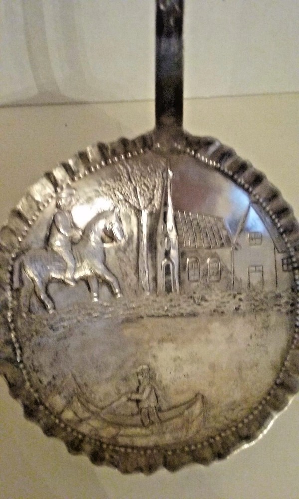 Antique Large Silver Ladle Hand Etched