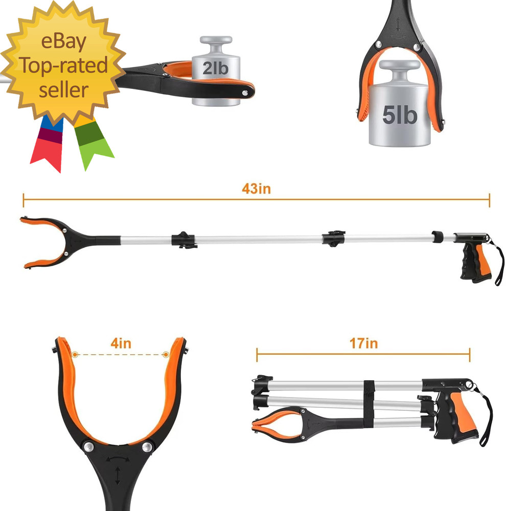 43" Extra Long Grabber Tool, Foldable Grabbers for Elderly Grab It Reaching Tool