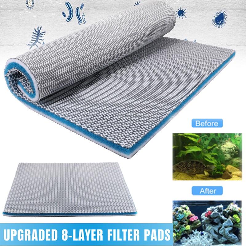 8 Layer 8D Aquarium Bio Sponge Foam Filter Media Pad Upper Bottom Filter Pad