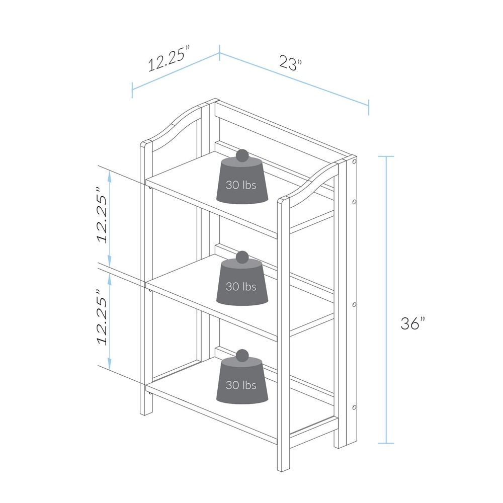 Stratford 3-Shelf Folding Bookcase-Warm Brown