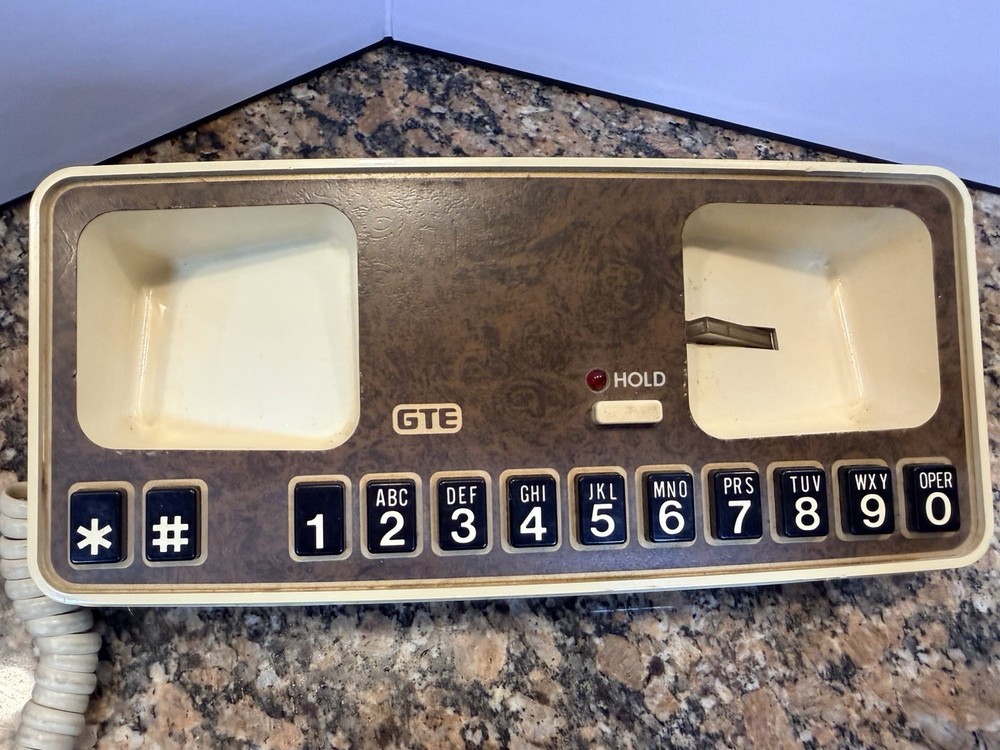 GTE Linear Desk Telephone Tan/Brown Touch Call Push button Retro