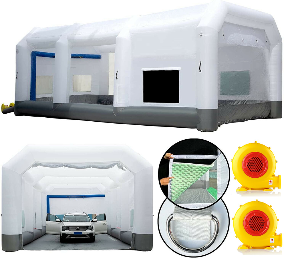 GORILLASPRO Inflatable Paint Booth 30x16x11Ft  Air Filter System With Blowers