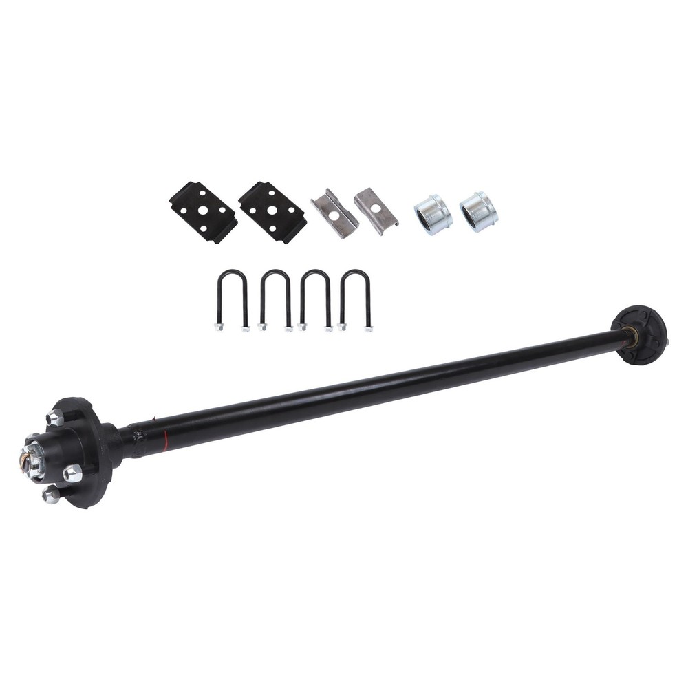 2K 2000lbs Trailer Axle 4 lug-4' 56.5' Hub Face 46.5' Spring Center w/ U-Bolt