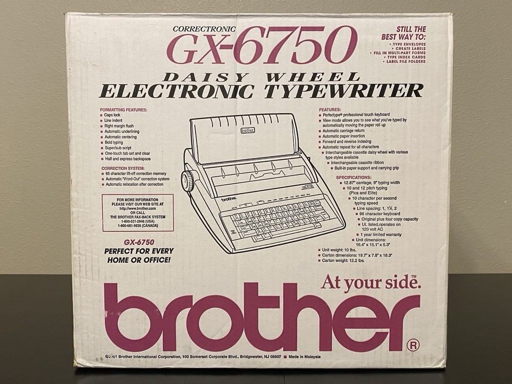 Brother Correctronic GX-6750 Electronic Typewriter Daisy Wheel BOX EXCELLENT!
