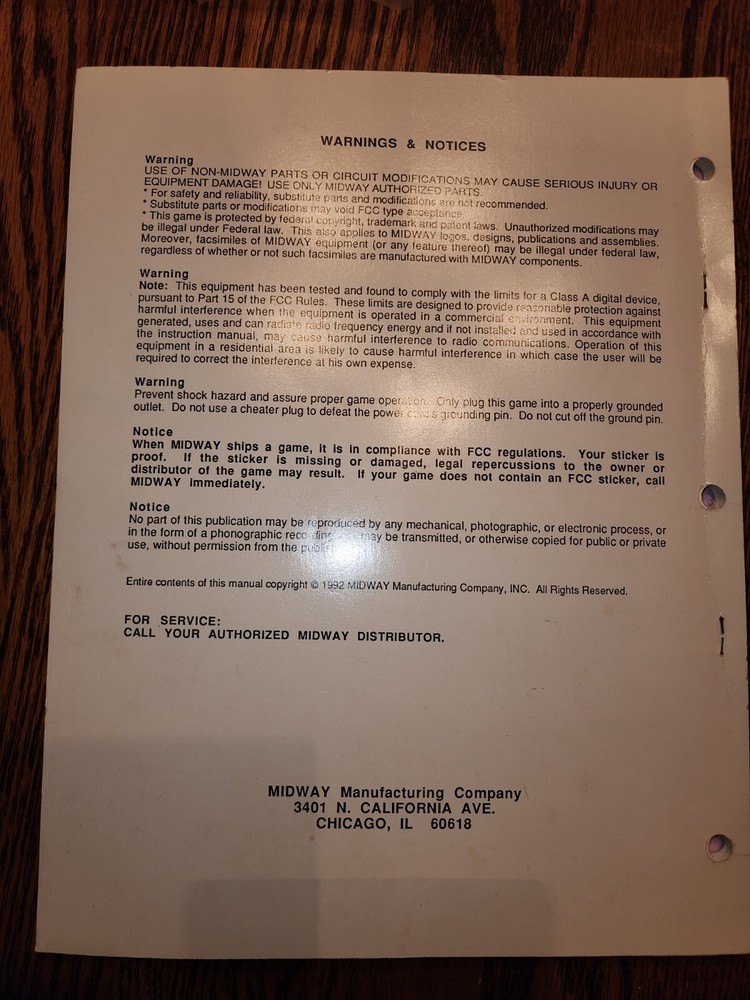 Mortal Kombat 1 & 3 Manuals + More Arcade