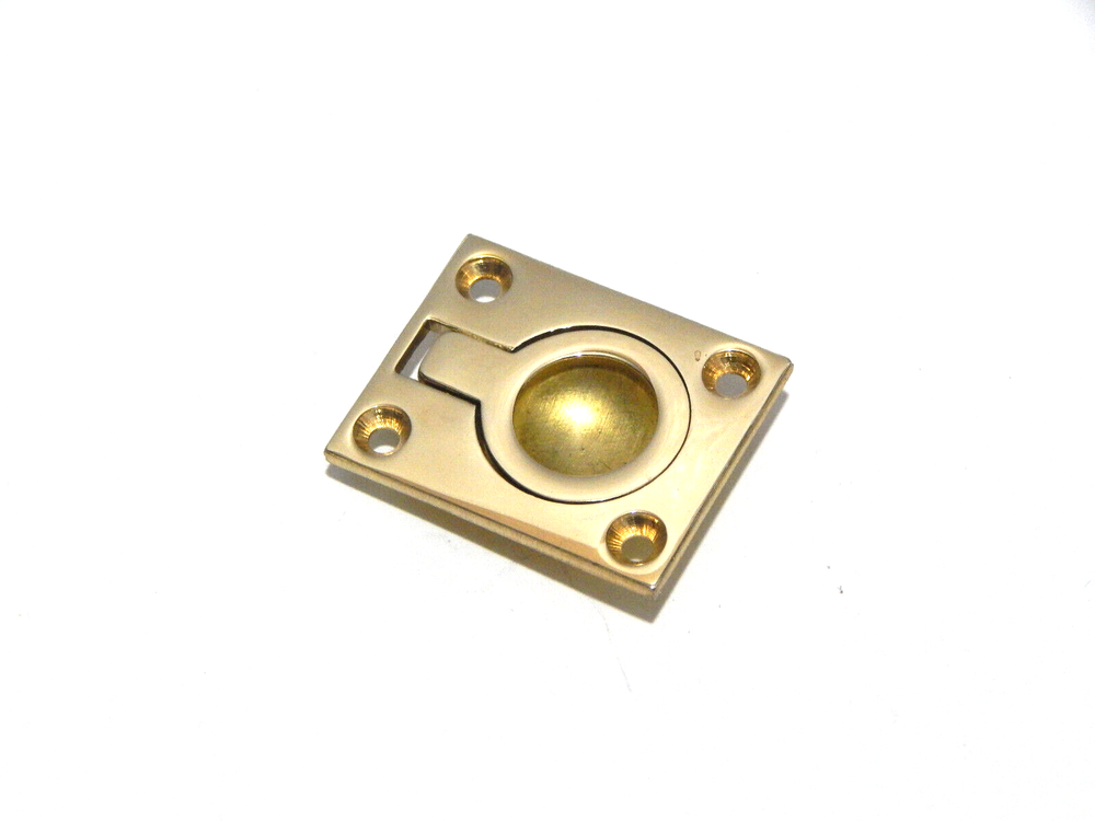 Ring Drawer Pulls Brass Half Mortise for Boxes Doors