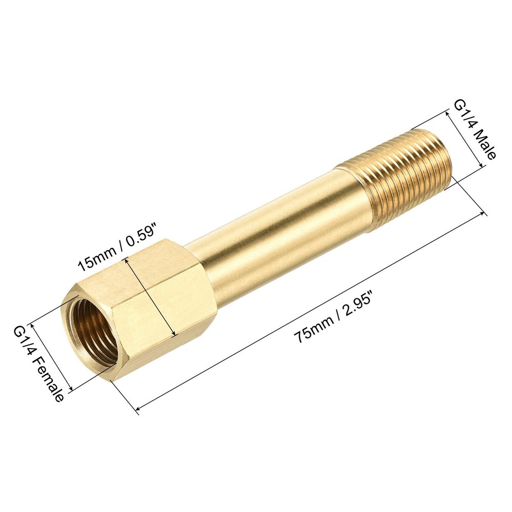 Brass Pipe Fitting G1/4 Adapter 75mm Extension Connector Hex Coupling