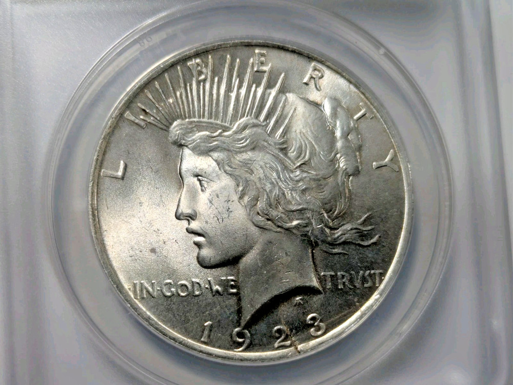 1923 Peace Silver Dollar ANACS MS-63 Struck on Cracked Blank Planchet Mint Error