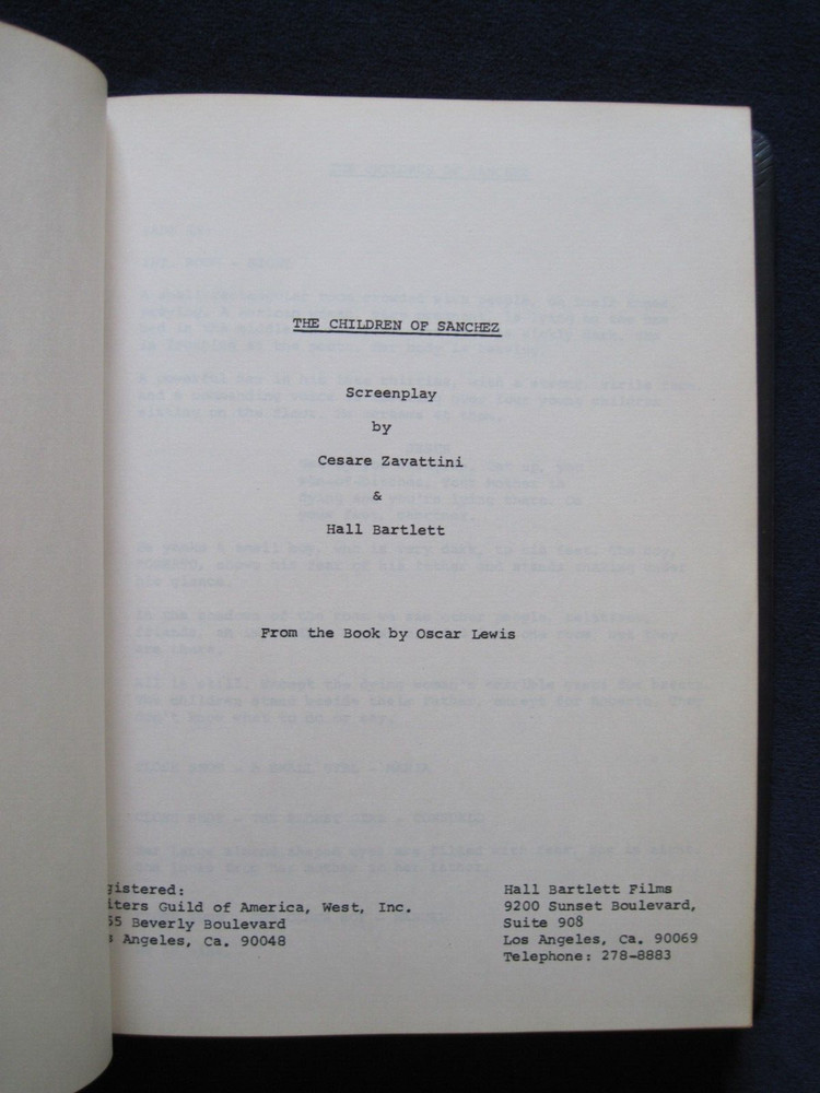 ORIGINAL SCRIPT - CHILDREN OF SANCHEZ - PRESENTATION GIFT FROM THE DIRECTOR