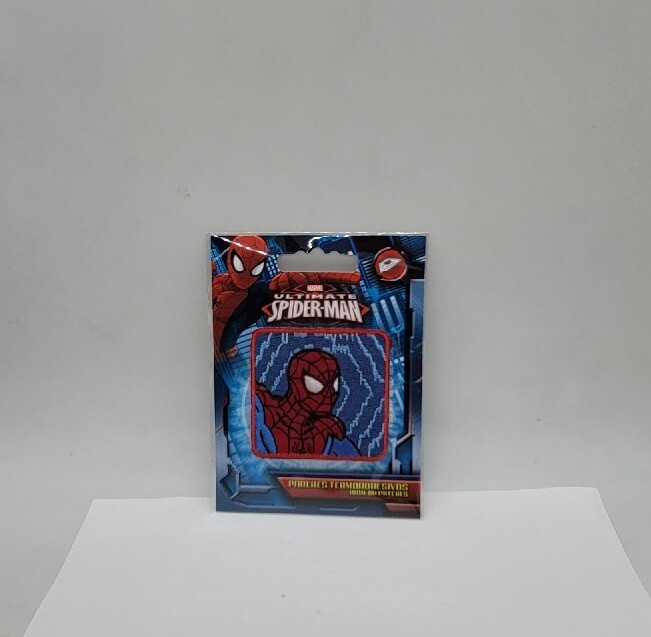 Disney Marvel Ultimate Spider-Man Iron-On Patch: Blue Comic Head Square New Ship