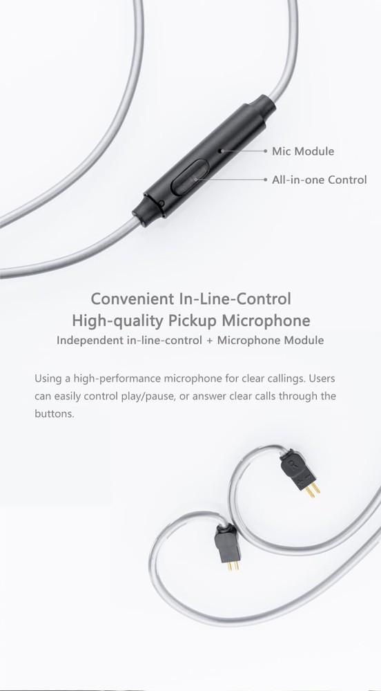 MC1 Multipurpose Microphone Cable 3.5mm Earphone Upgrade Cable Microphone 0.7...