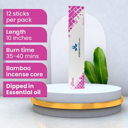 Rose Incense 10" inch 12 Sticks Pack: 1 Pack