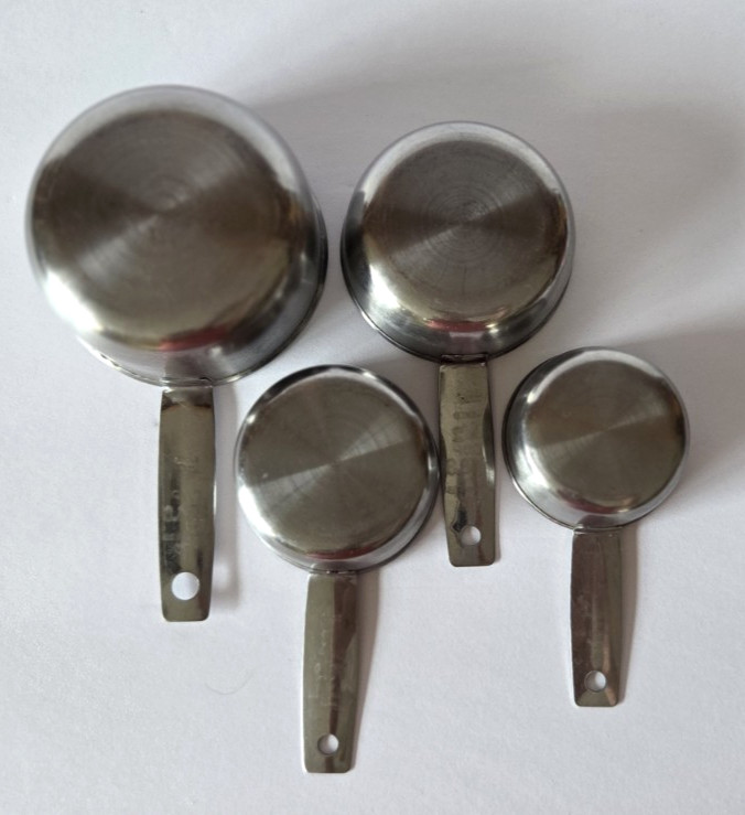 Vintage Ekco 4 Piece Measuring Cups Set Stainless Steel Kitchen Baking Stackable