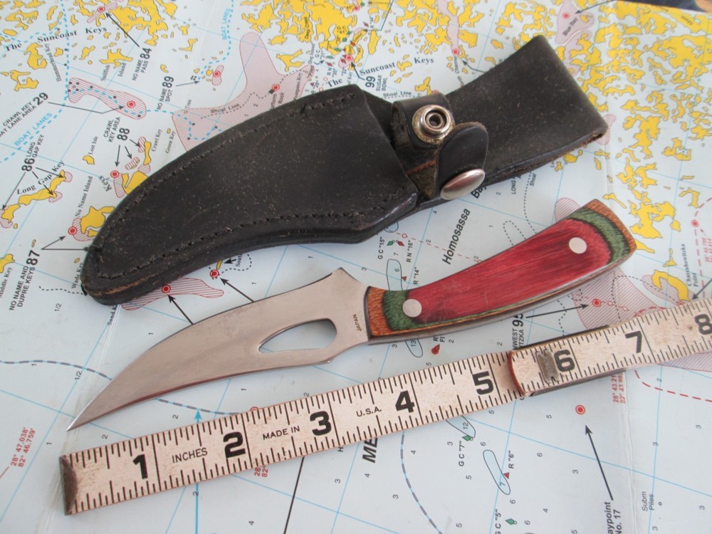 FROST CUTLERY Fixed Blade Sharpfinger Knife & Original Leather Sheath JAPAN