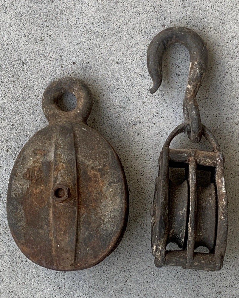 Vintage Single & Double Block Pulley Lot