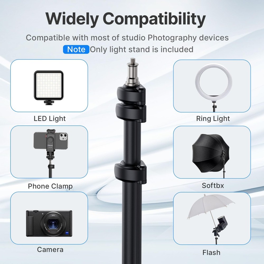 Ulanzi TT43 Extendable Light Stand, 6.23ft Aluminum Tripod, Reversible, Studio