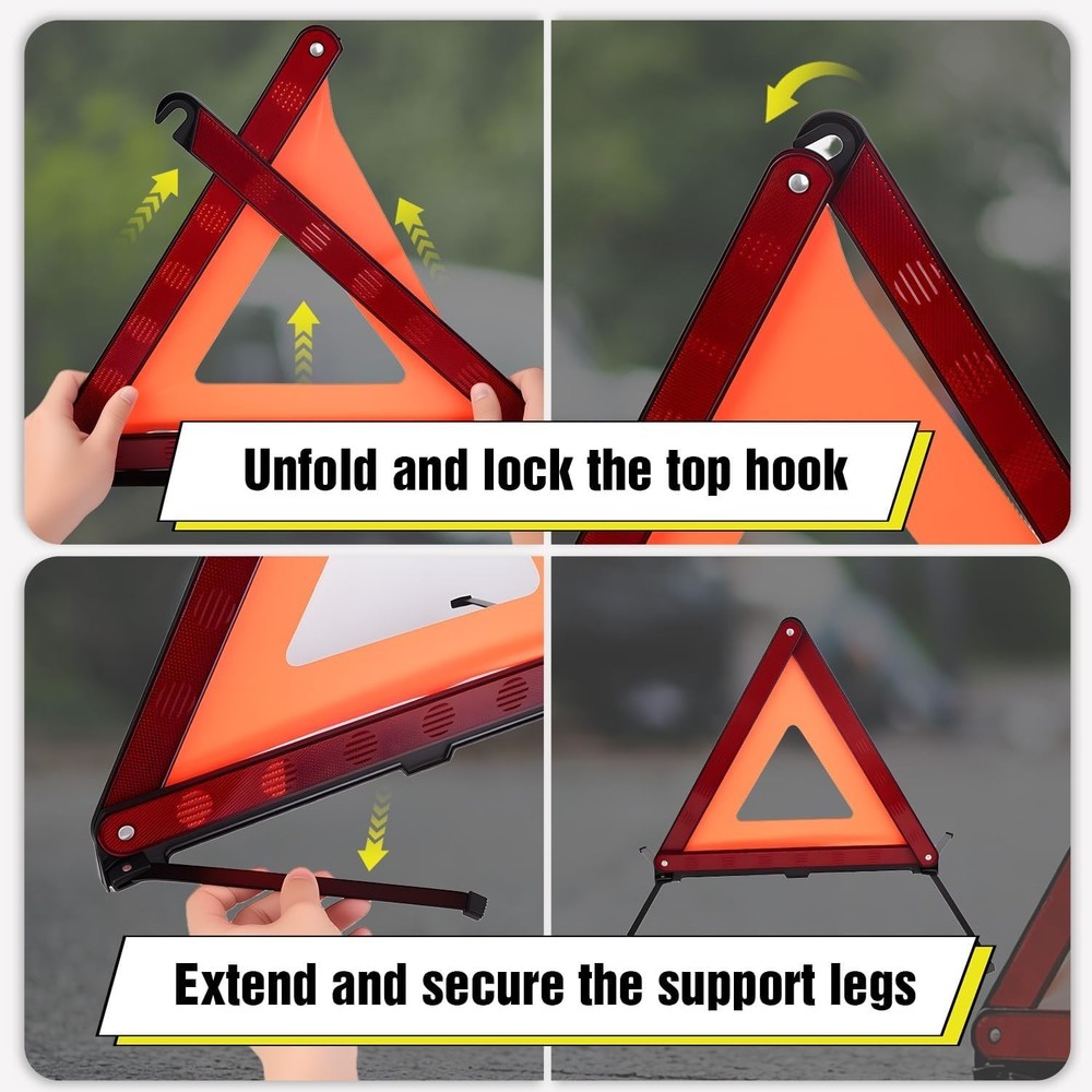 Emergency Warning Triangle Kit – Roadside Safety Kit with Reflective Warning ...