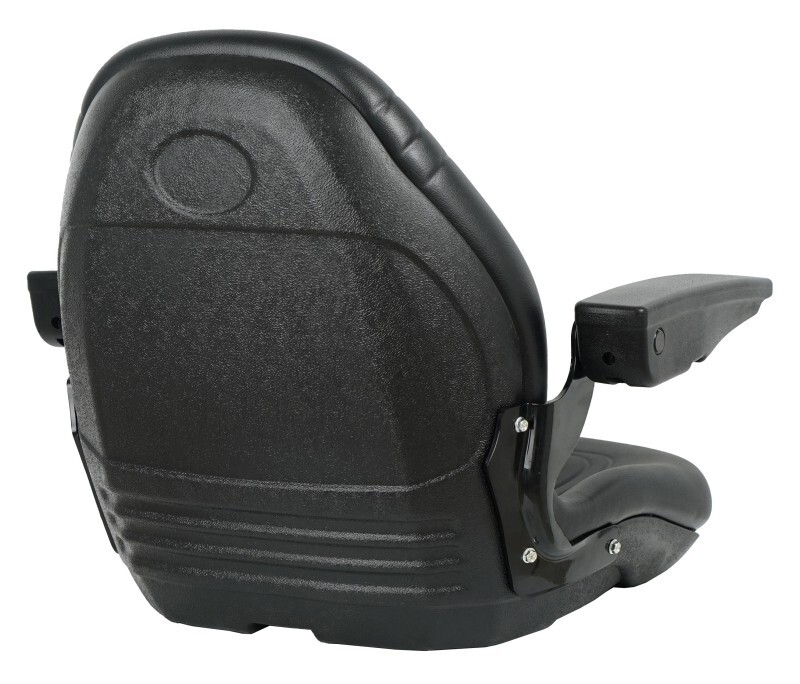 Universal Tractor Seat and Compact High Back Mower Seat with Armrest. Black.