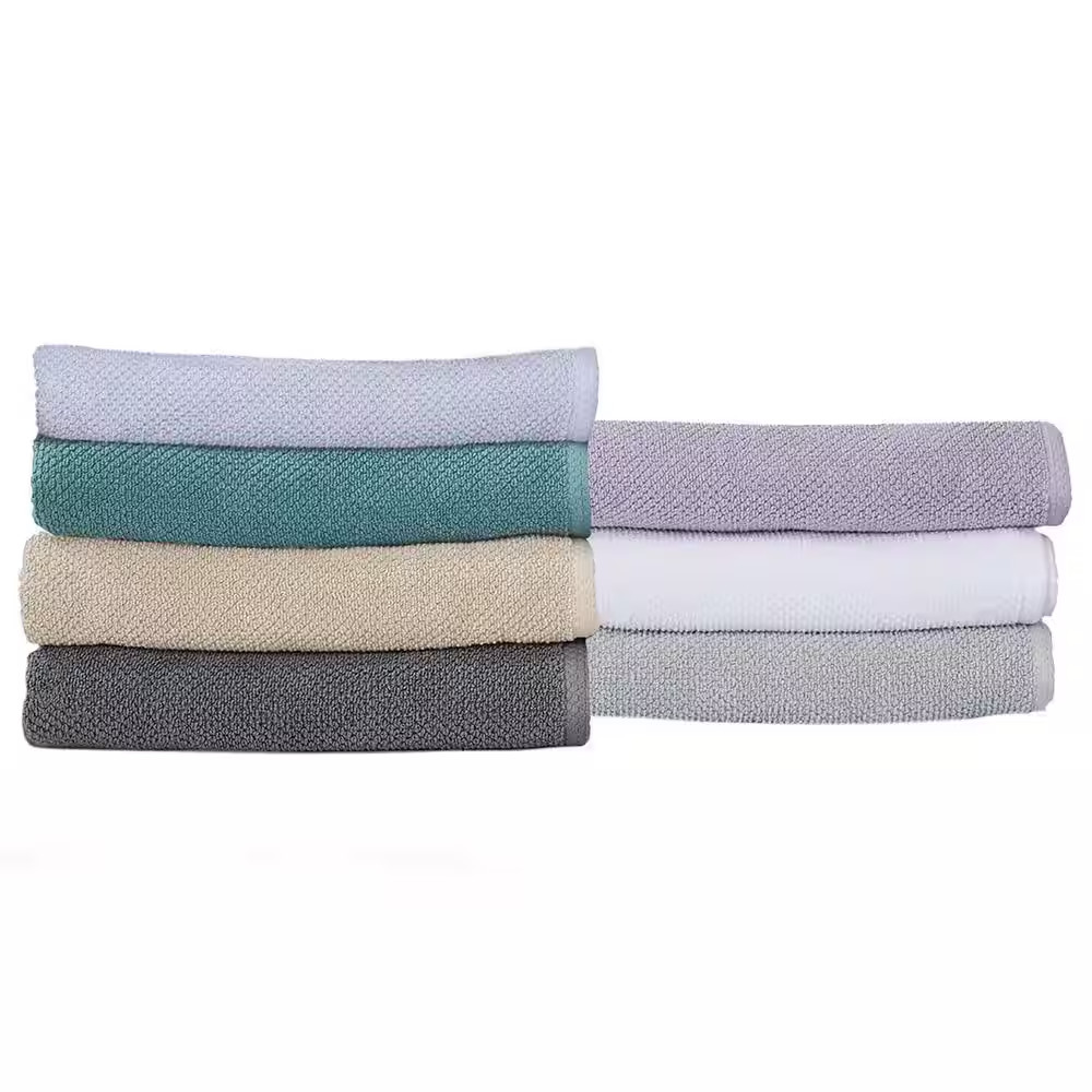 White Solid 100% Cotton Textured Bath Towel (Set of 4)