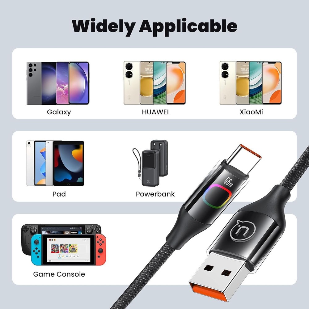 USB C Charger Cable 4ft,6A/66w Fast Charging Type C Data Nylon...