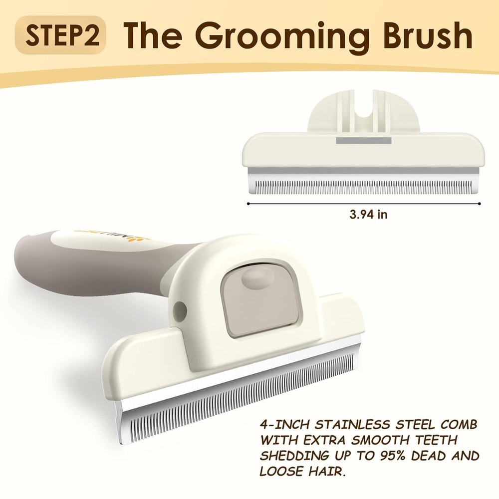 Ergonomic Deshedding Brush Set for Long-Haired Pets - Ultimate Grooming Solution