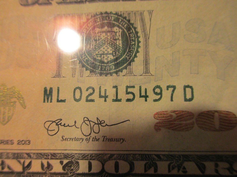 2013 Error $20 Twenty Dollar Bill excessive ink Bleed thru